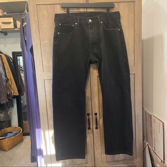 Levi's 505 Men's Black Straight Zip Fly Jeans 36 X 30 - Picture 1 of 10